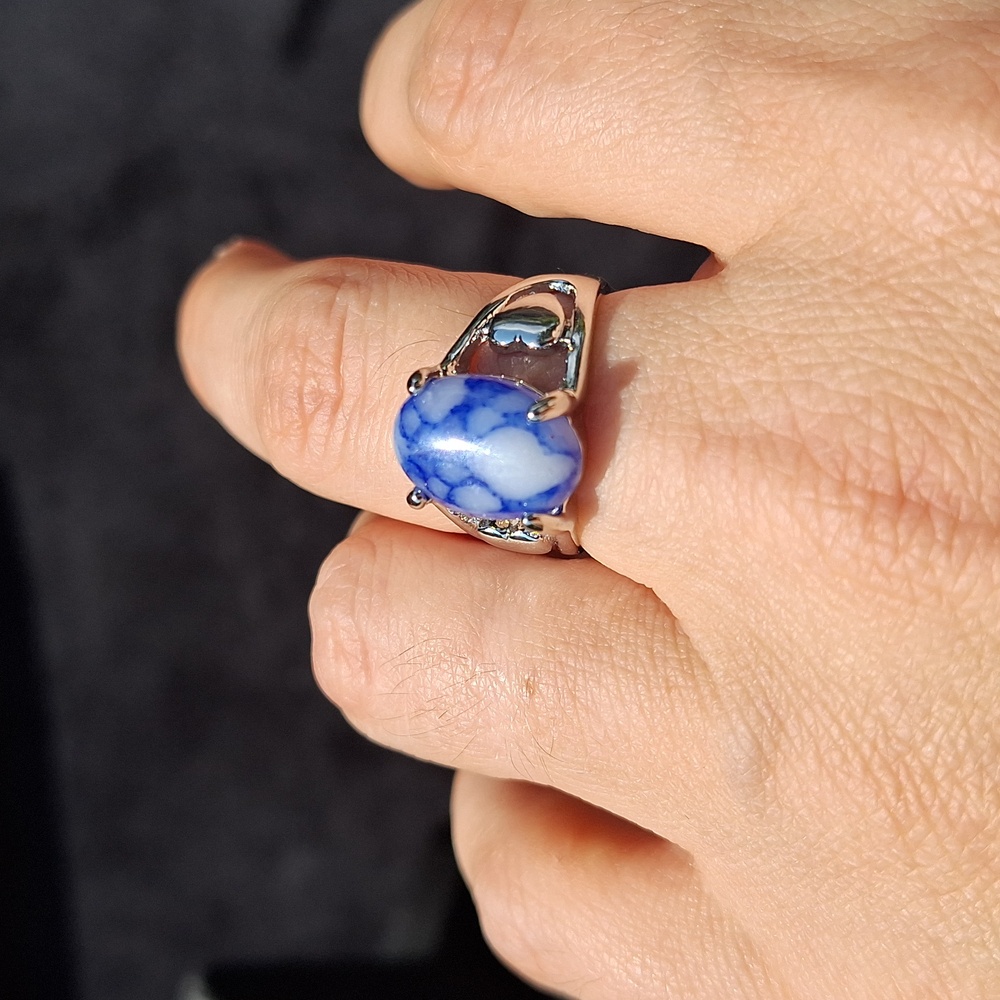 Blue Sodalite Stone Ring Women's Size 9